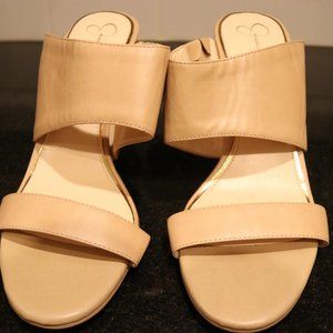 Jessica Simpson Nude Slip On Mule Sandal Heel Shoe